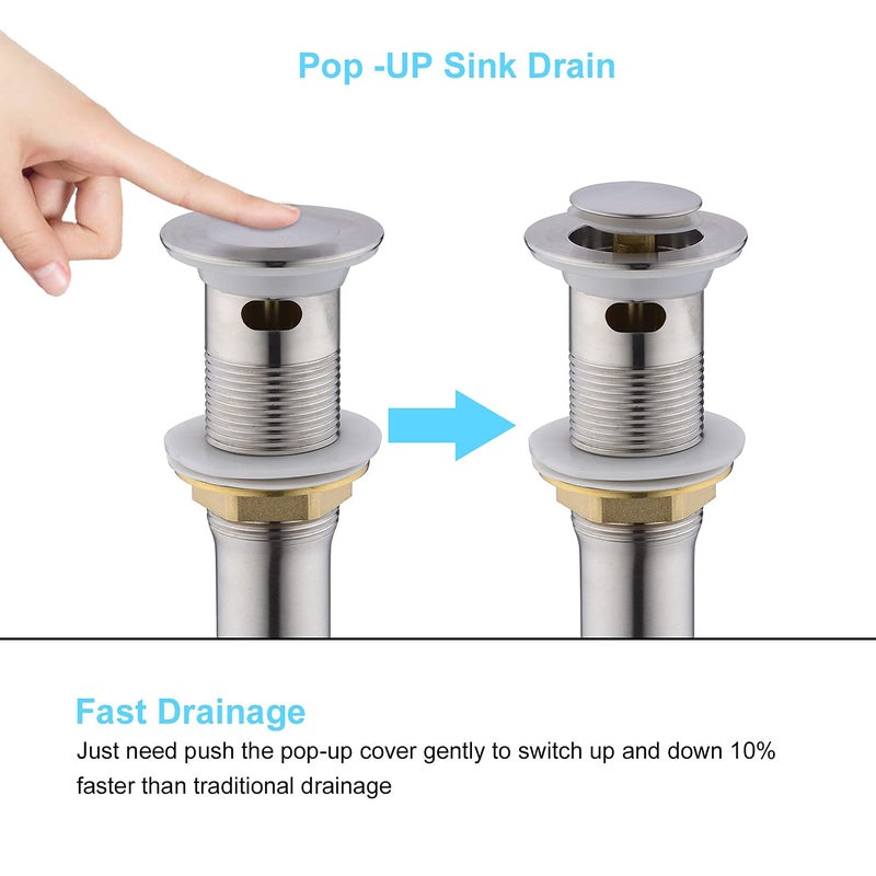 CREA Bathroom Sink Drain, Bathroom Sink Stopper with Drain Hair Catcher Pop Up Drain 1 1/2" for Bathroom Vanity Kitchen Sink with Overflow, Brushed Nickel - Image 4